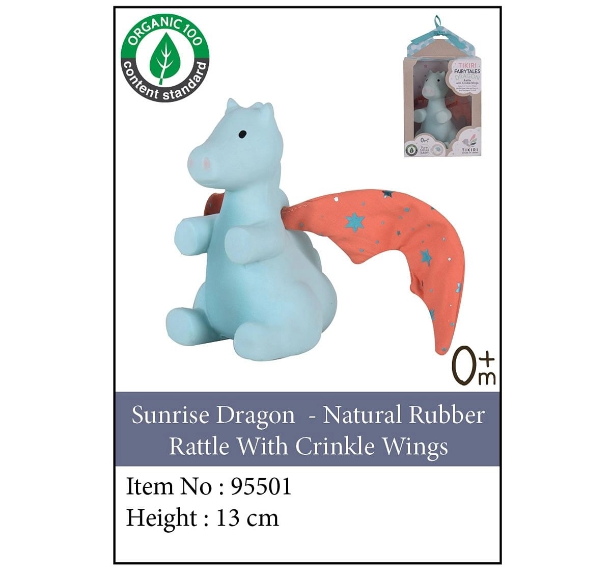 Sunrise Dragon Rattle with Crinkle Wings for Kids age 0M+