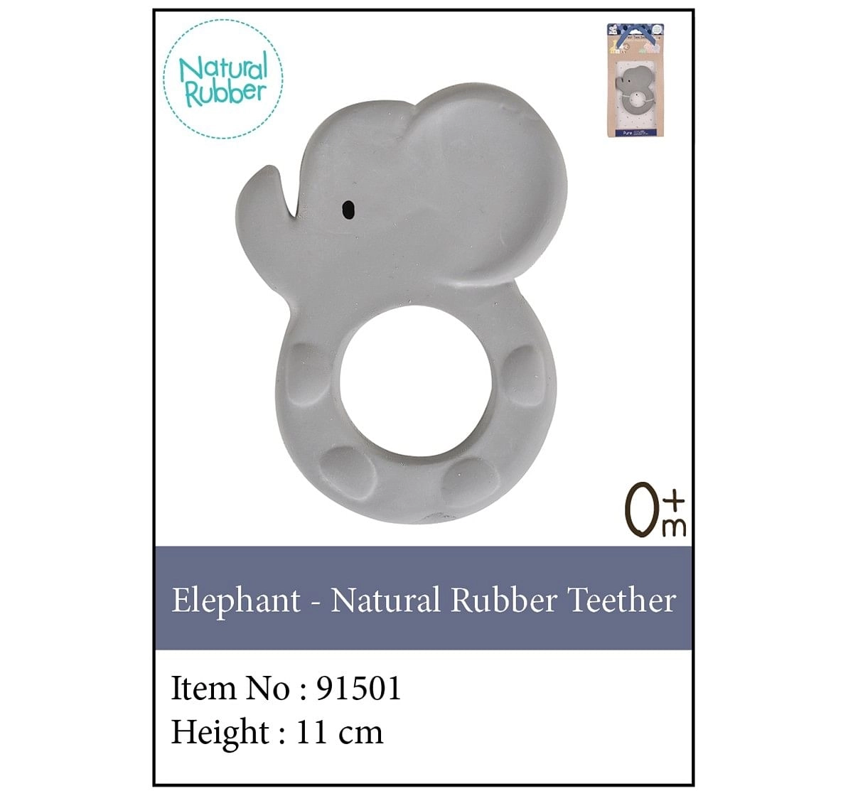 Elephant Natural Rubber Teether for Kids age 0M+