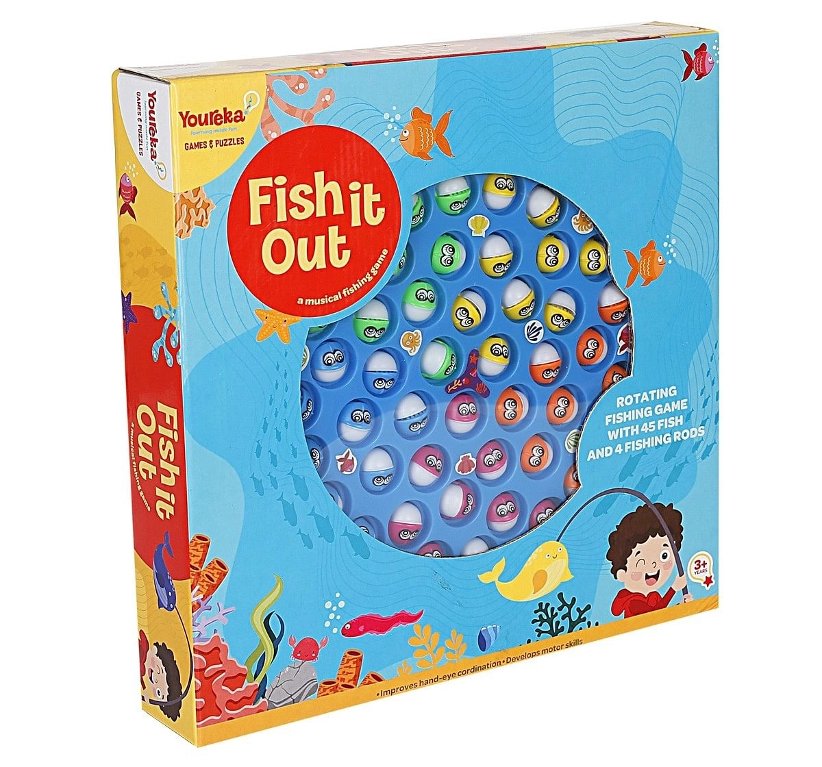 Youreka Blue Fishing Game - Musical Rotating, Multicolor, 3Y+