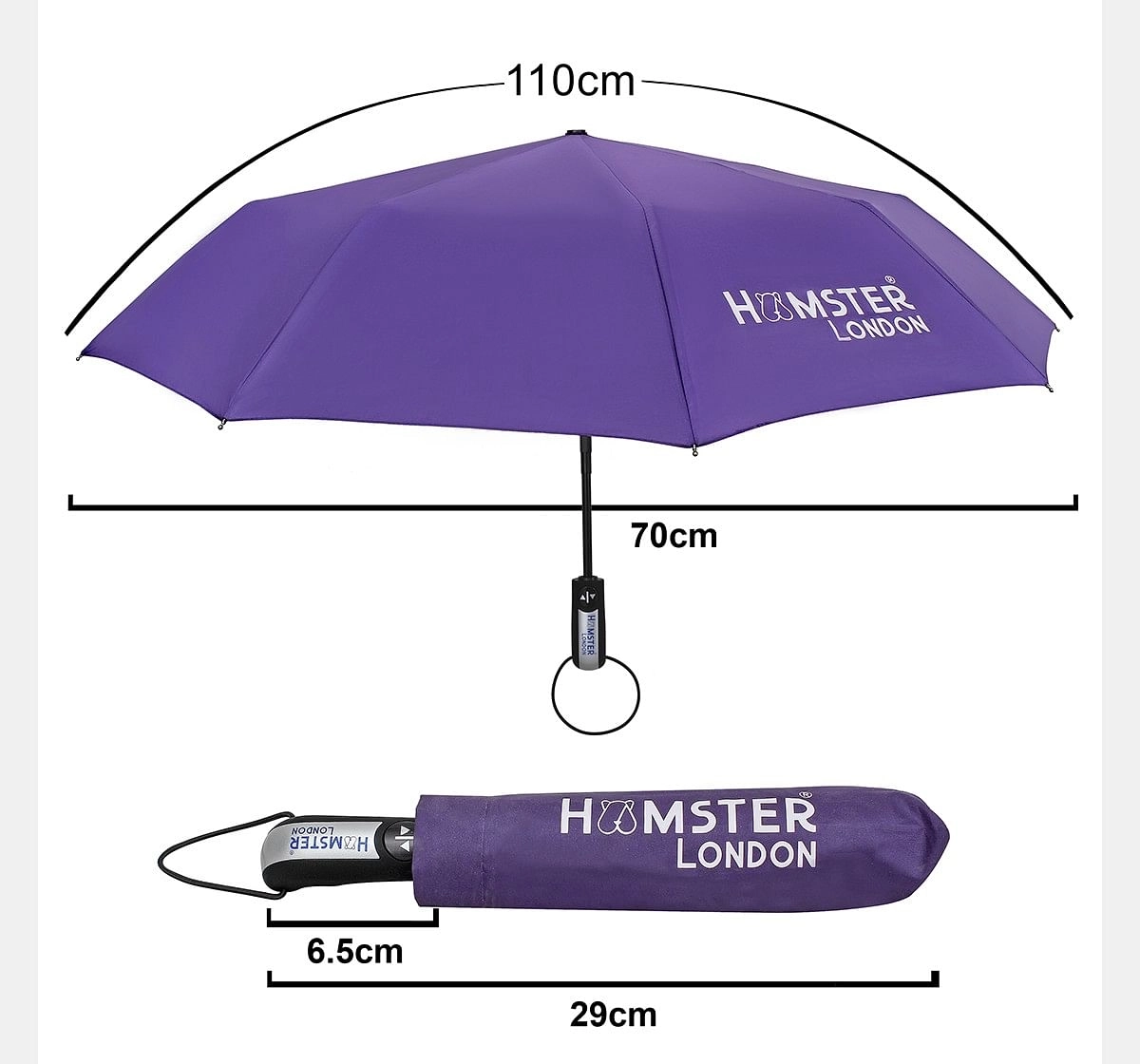 Hamster London Auto Open & Close Umbrella Purple, 8Y+