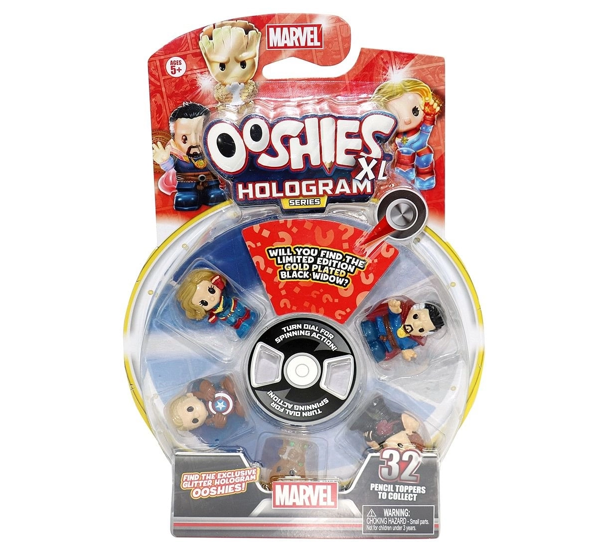 Ooshies Xl  6Pcs Hologram Groot, Hologram Yellow Black Panther, Hologram Glitter Doctor, Hologram Captain Marvel, Hologram Black Widow, Surprise Ooshie,  Marvel Ooshie,  5Y+ (Multicolor)