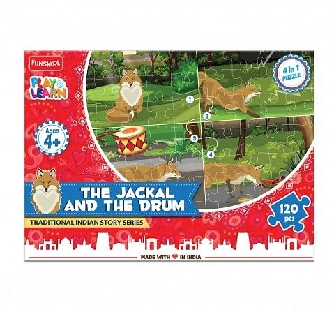 Play & Learn The Jackal And The Drum Puzzle 120 Pcs, 2Y+ (Multicolor)