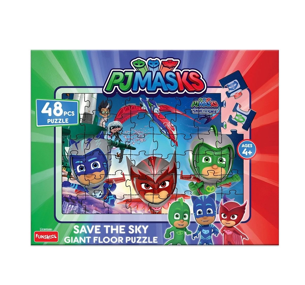 Shop Funskool Pj Masks Save The Sky Giant Floor Puzzle 48 Pcs, 2Y