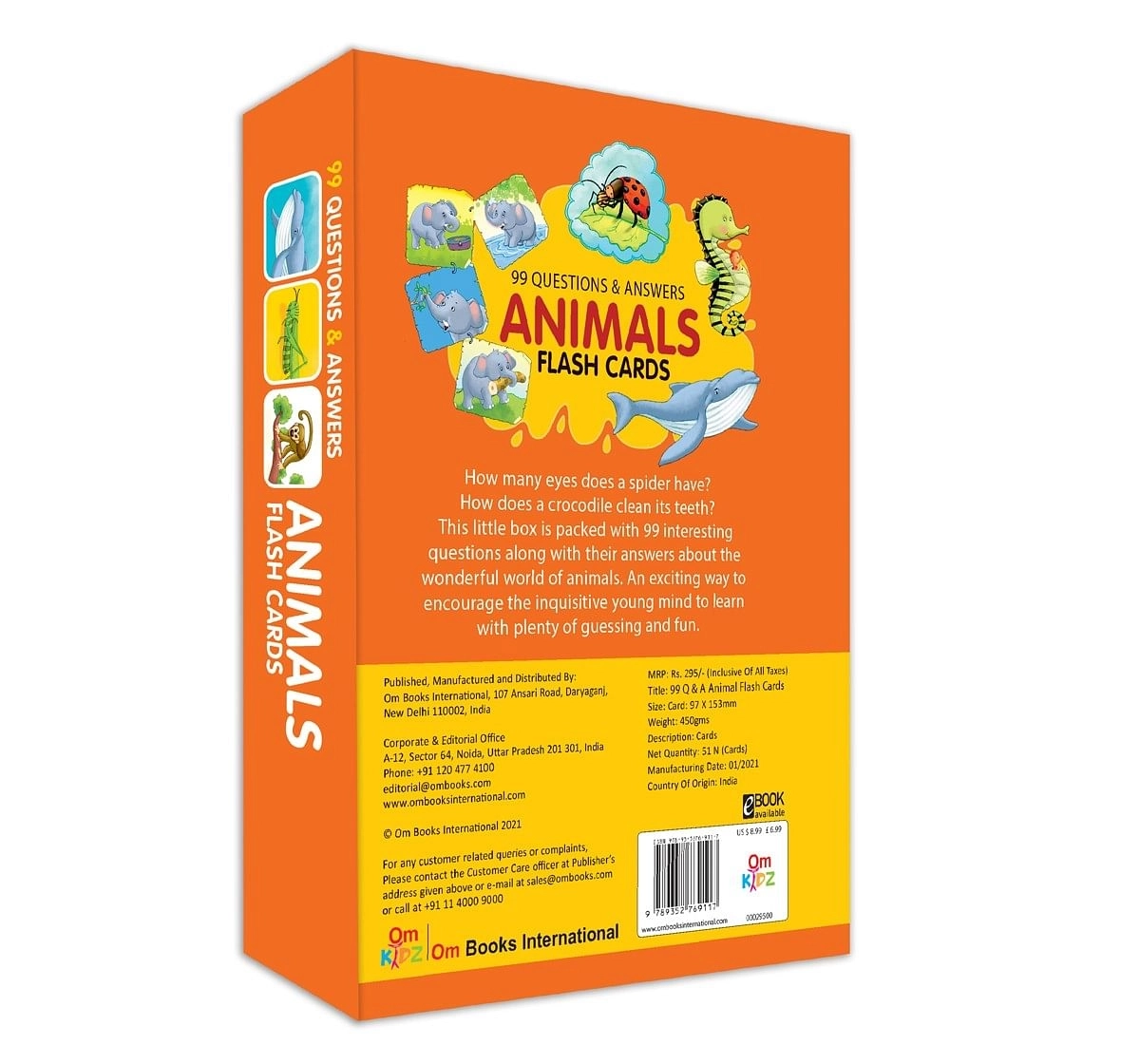 OM Books 99 Question & Answers Animals Flash Cards Multicolour 5Y+