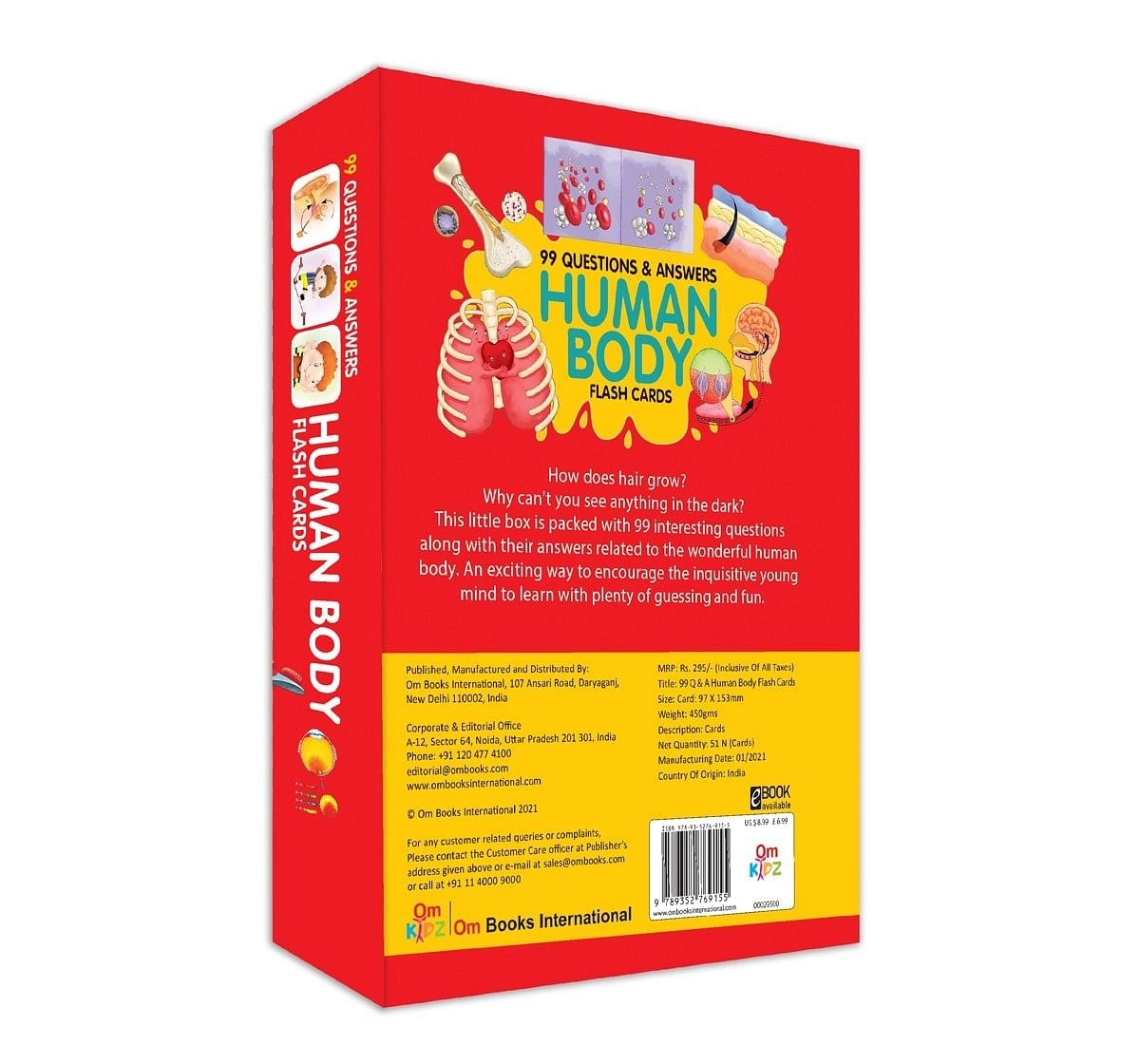 OM Books 99 Question & Answers Human Body Flash Cards Multicolour 5Y+