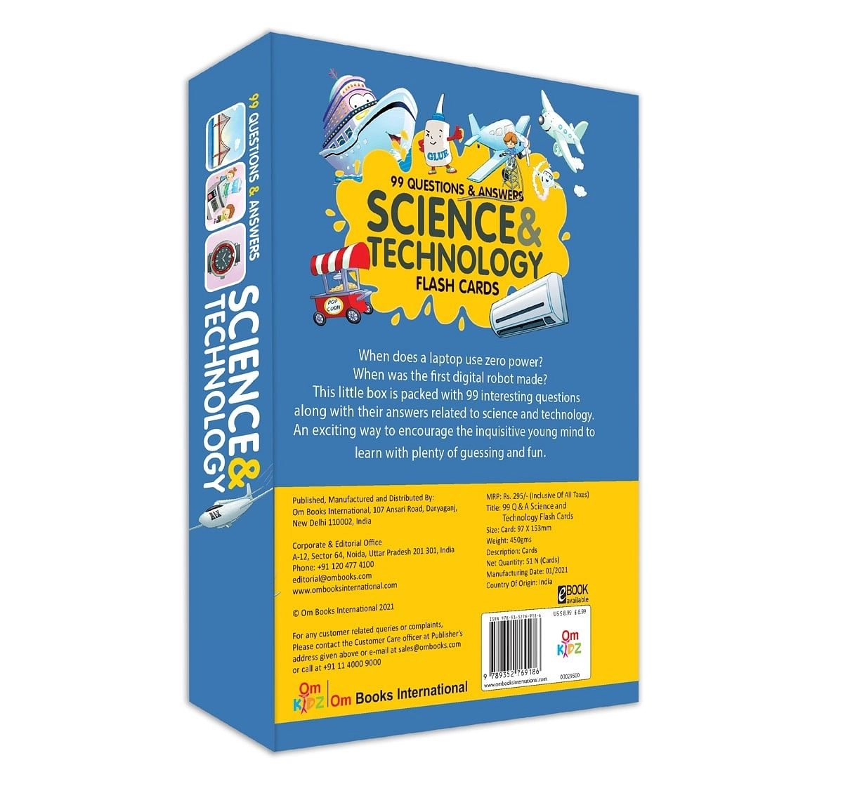 OM Books 99 Question & Answers Science and Technology Flash Cards Multicolour 5Y+