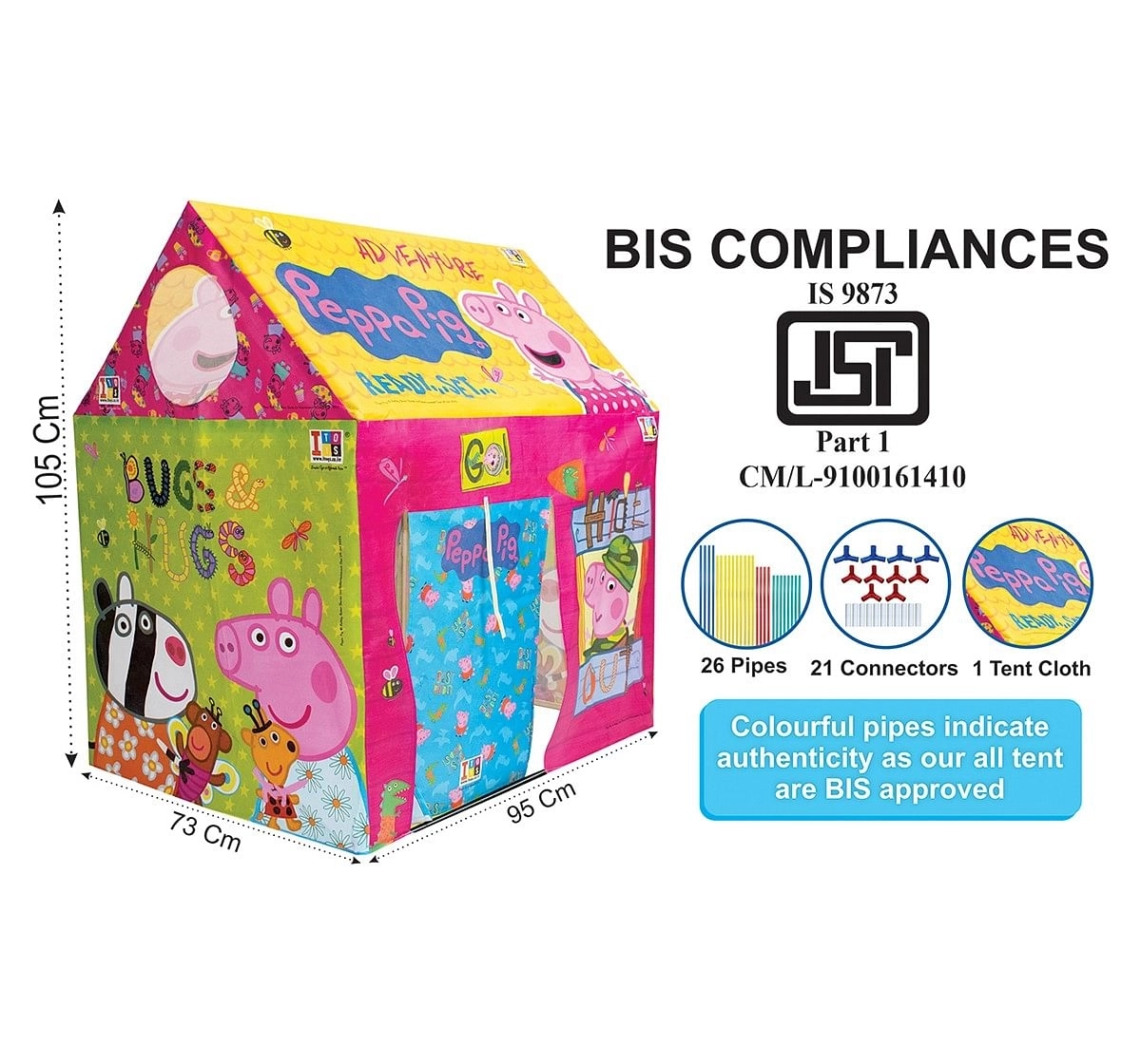 IToys Peppa pig playhouse tent for kids,  2Y+(Multicolour)