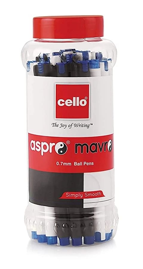 BIC CELLO Aspro Mavro Ball Pen, Pack of 25, Blue, 10Y+