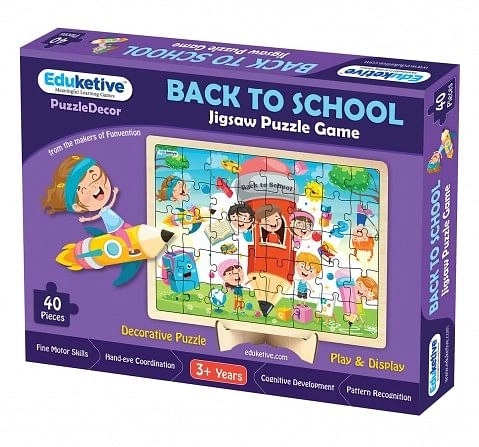 Eduketive PuzzleDecor Back to School Decorative 40 Pieces Jigsaw Puzzle with Stand Kids Age 3-9 Years Preschool