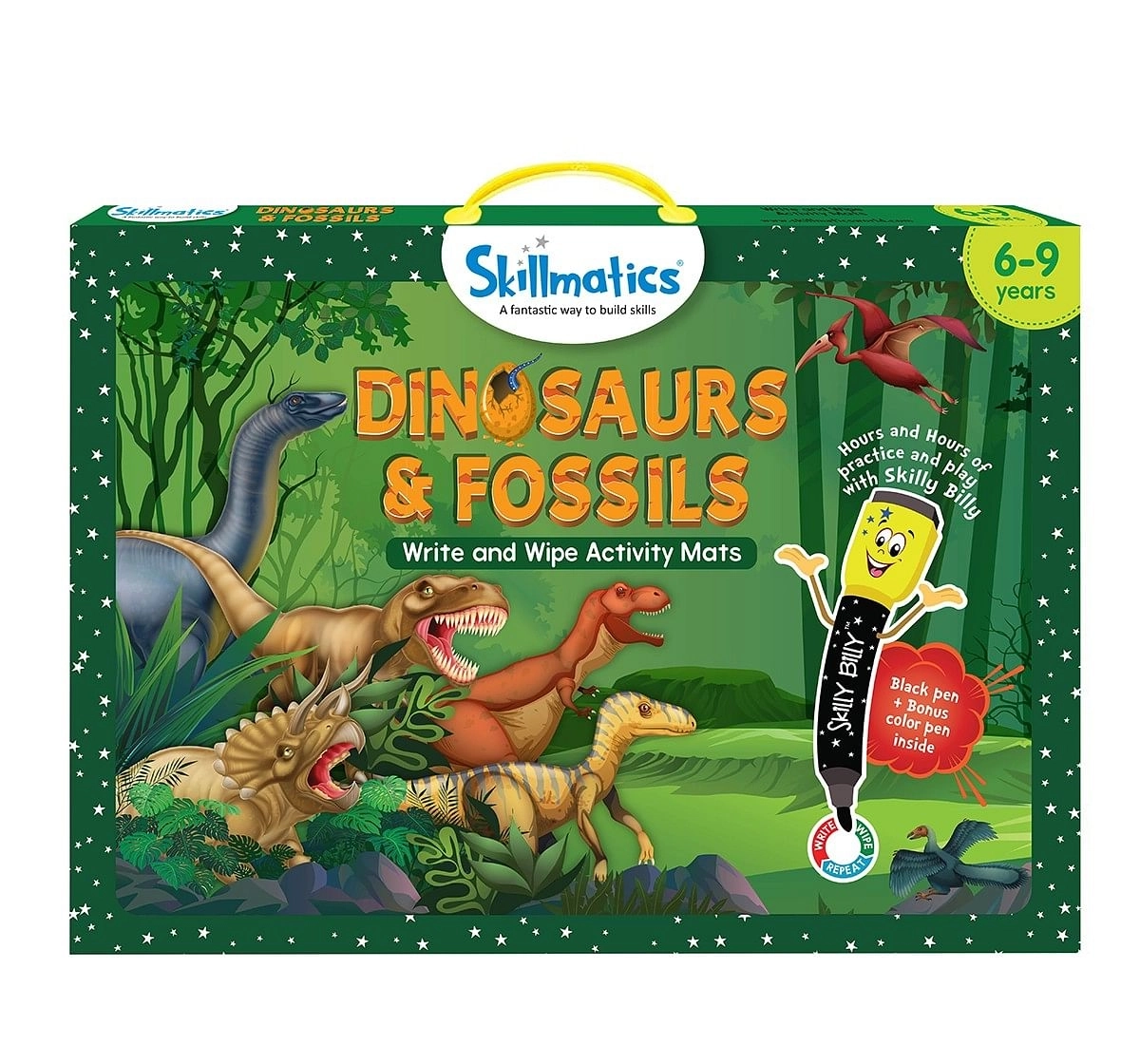 Skillmatics Dinosaurs & Fossils Write & Wipe Activity Mats, Multicolor, 6Y+