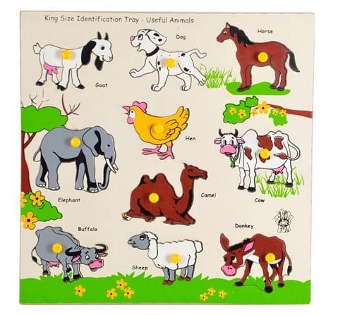 Skillofun King size Identification Tray Useful Animals with Knobs Multicolour 4Y+