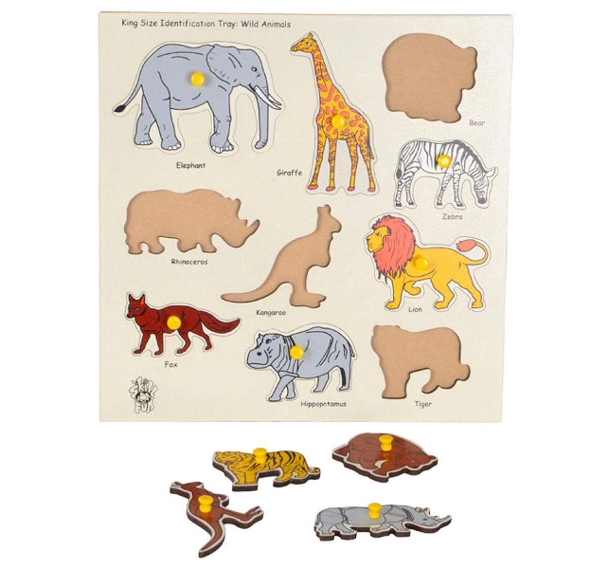 Skillofun King size Identification Tray Wild Animals with Knobs Multicolour 4Y+