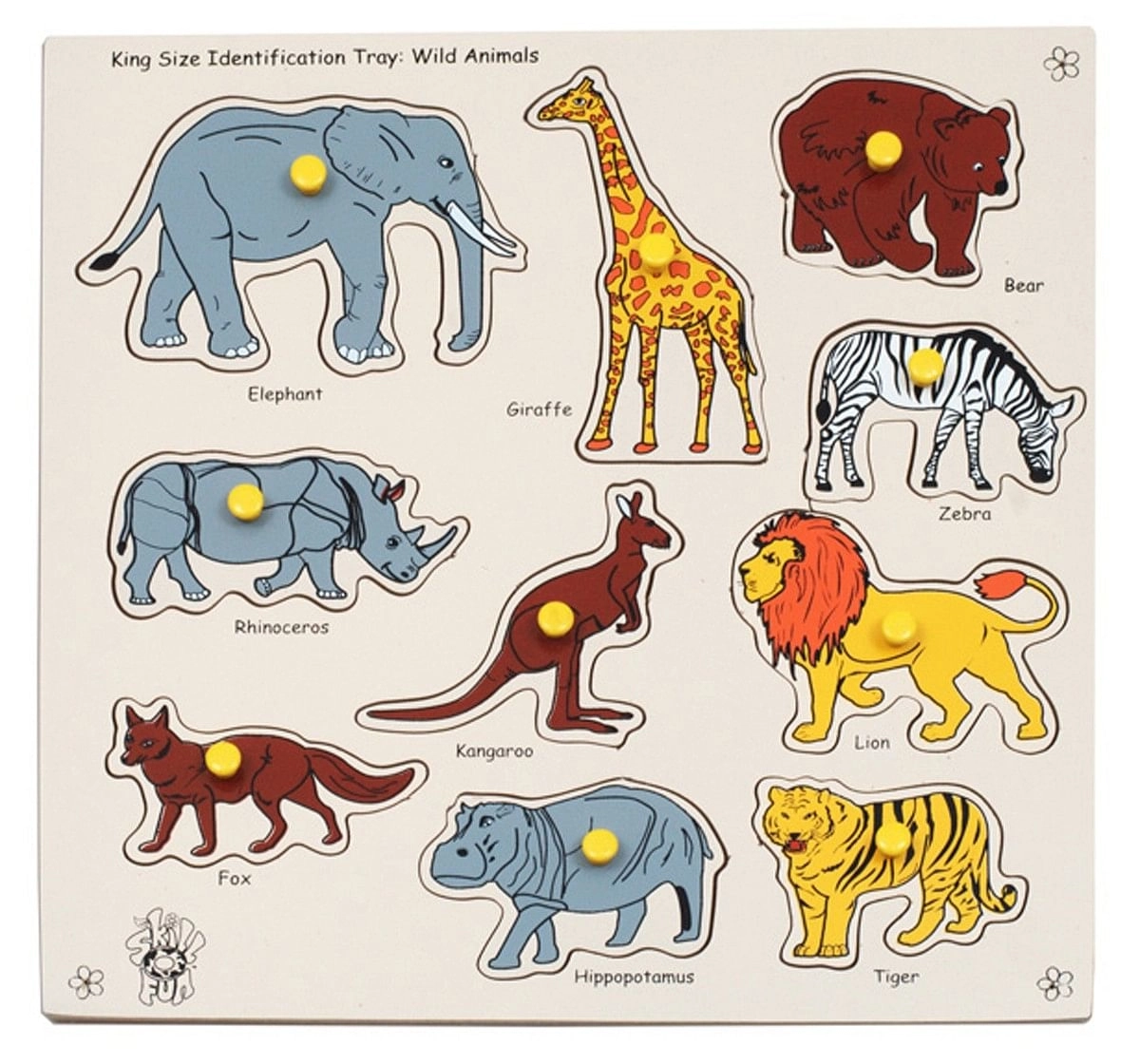 Skillofun King size Identification Tray Wild Animals with Knobs Multicolour 4Y+