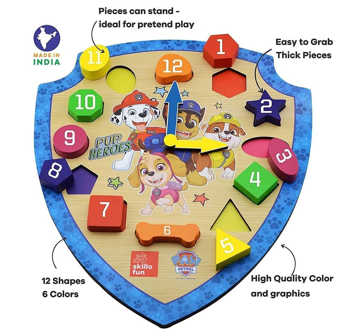 Skillofun Paw Patrol Shapes Clock Multicolour 3Y+