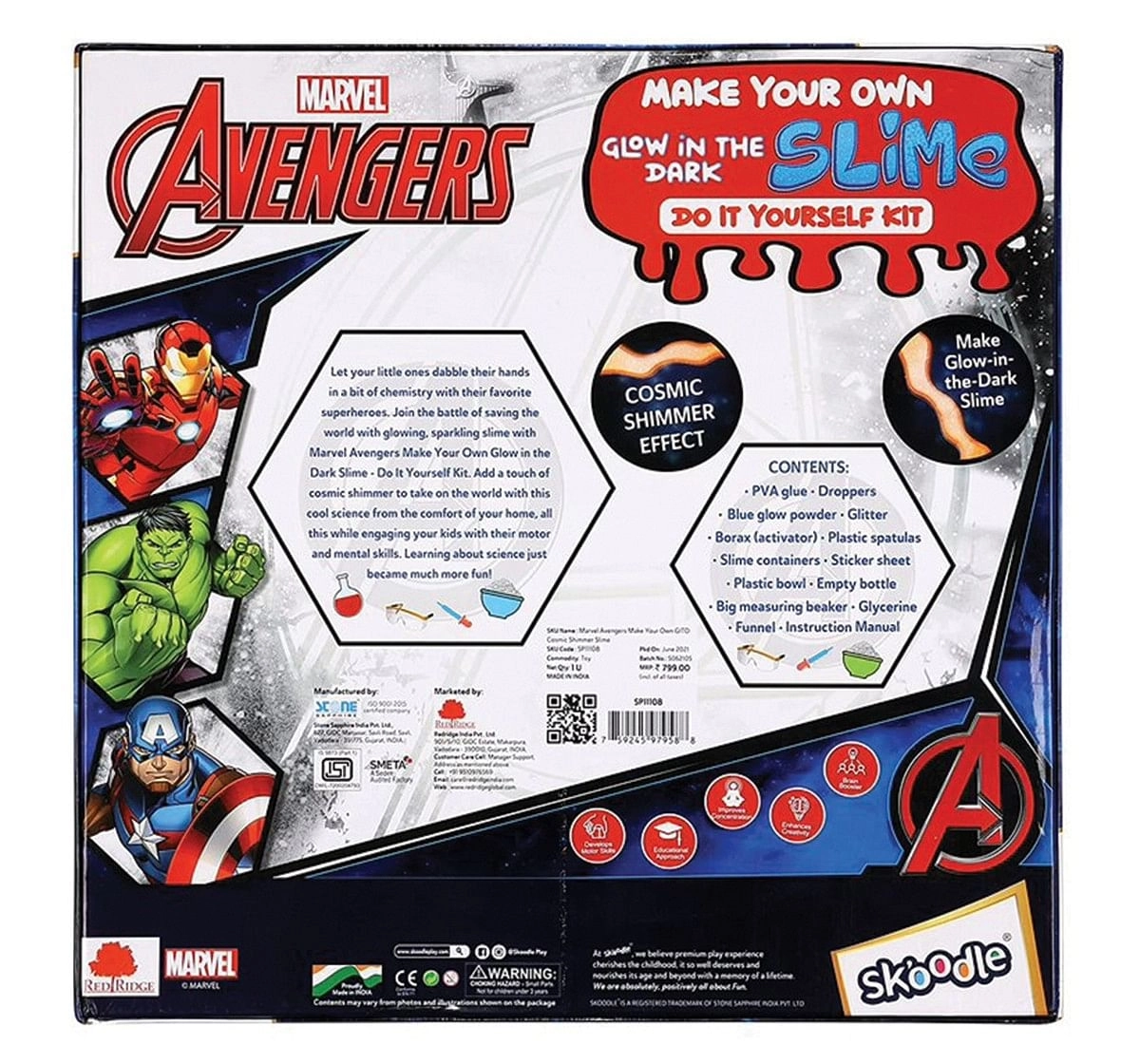 Marvel Avengers Glow in the Dark Cosmic Shimmer slime DIY Plastic Kit Multicolour 8Y+