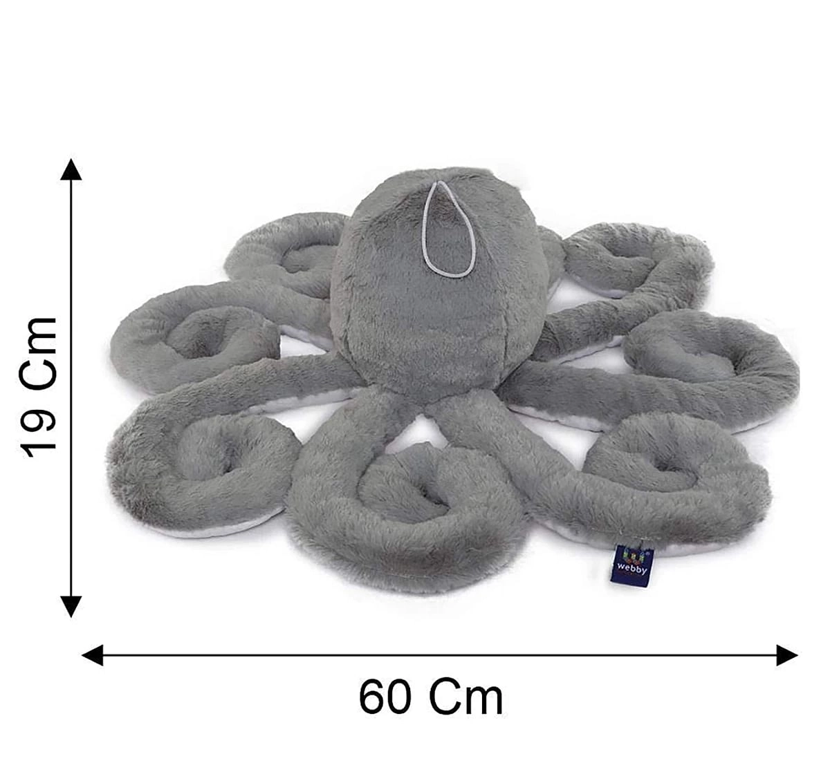 Webby Giant Stuffed Octopus Soft Toys Grey 3Y+