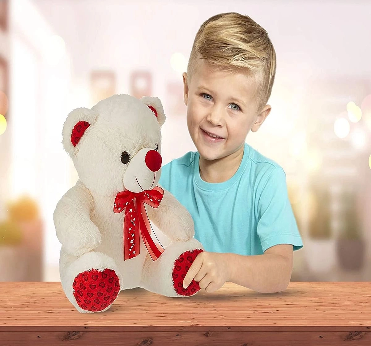 Webby Sitting Teddy With Bow 40 Cm Soft Toy Beige 2Y+