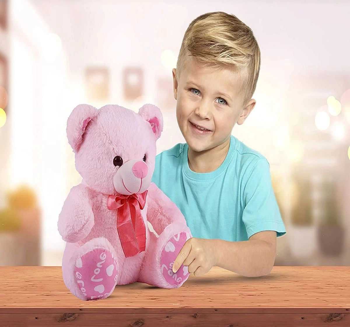 Webby Sitting Teddy With Bow 40 Cm Soft Toy Pink 2Y+