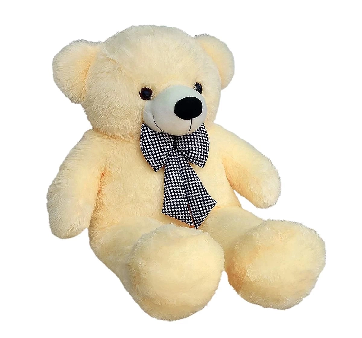 Huggable Plush Teddy Bear With Neck Bow by Webby, Beige, 3 Feet