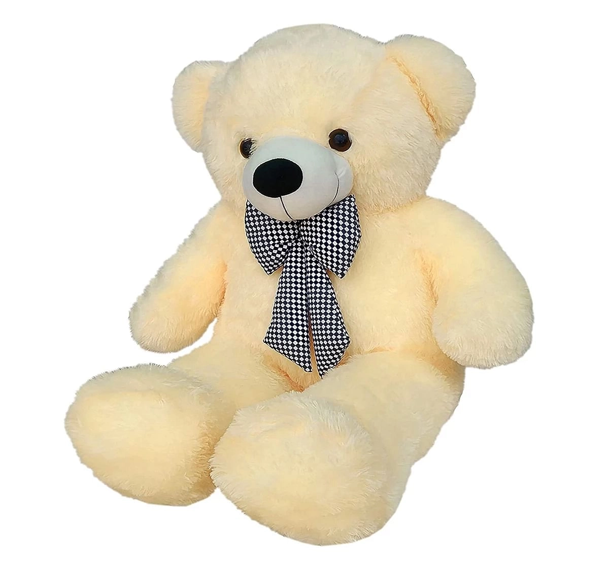 Huggable Plush Teddy Bear With Neck Bow by Webby, Beige, 3 Feet