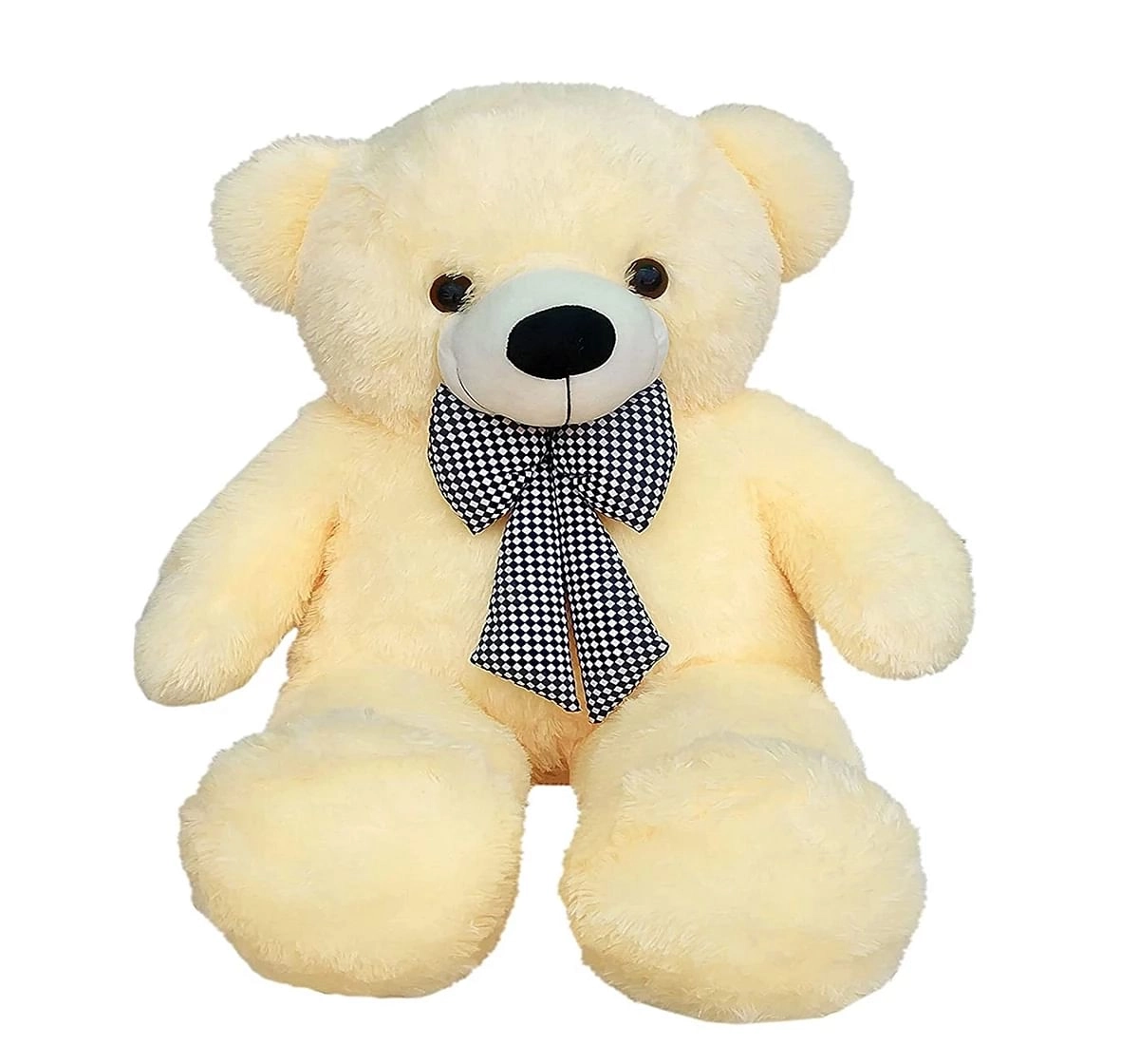 Huggable Plush Teddy Bear With Neck Bow by Webby, Beige, 3 Feet