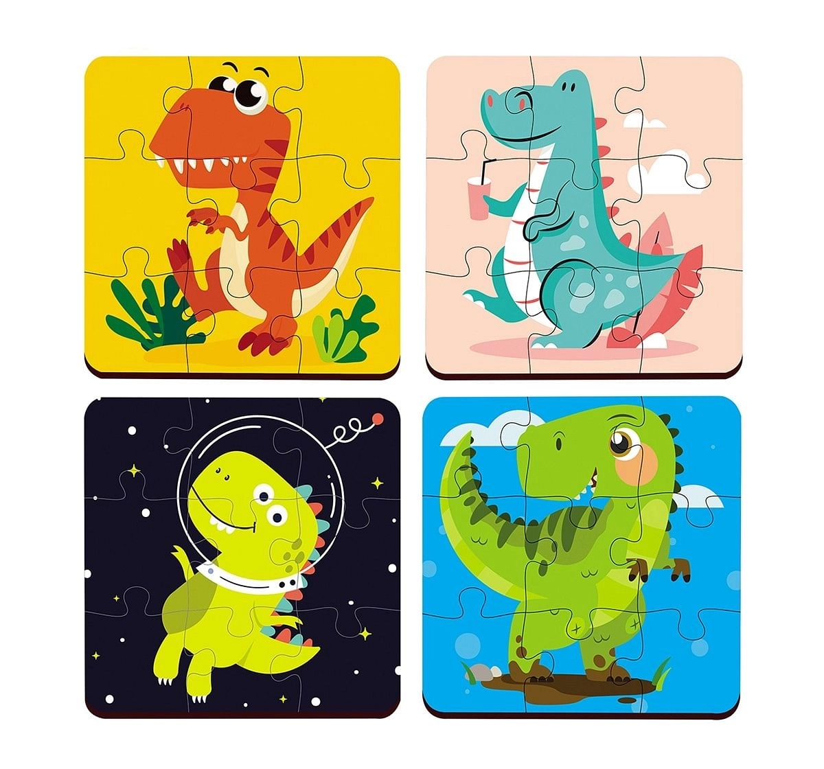 Webby 4in1 Dinosaur Wooden Puzzle 36pcs,  3Y+ (Multicolour)