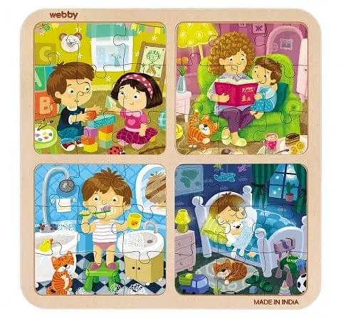 Webby 4in1 Everyday Life Wooden Puzzle 36pcs,  3Y+ (Multicolour)