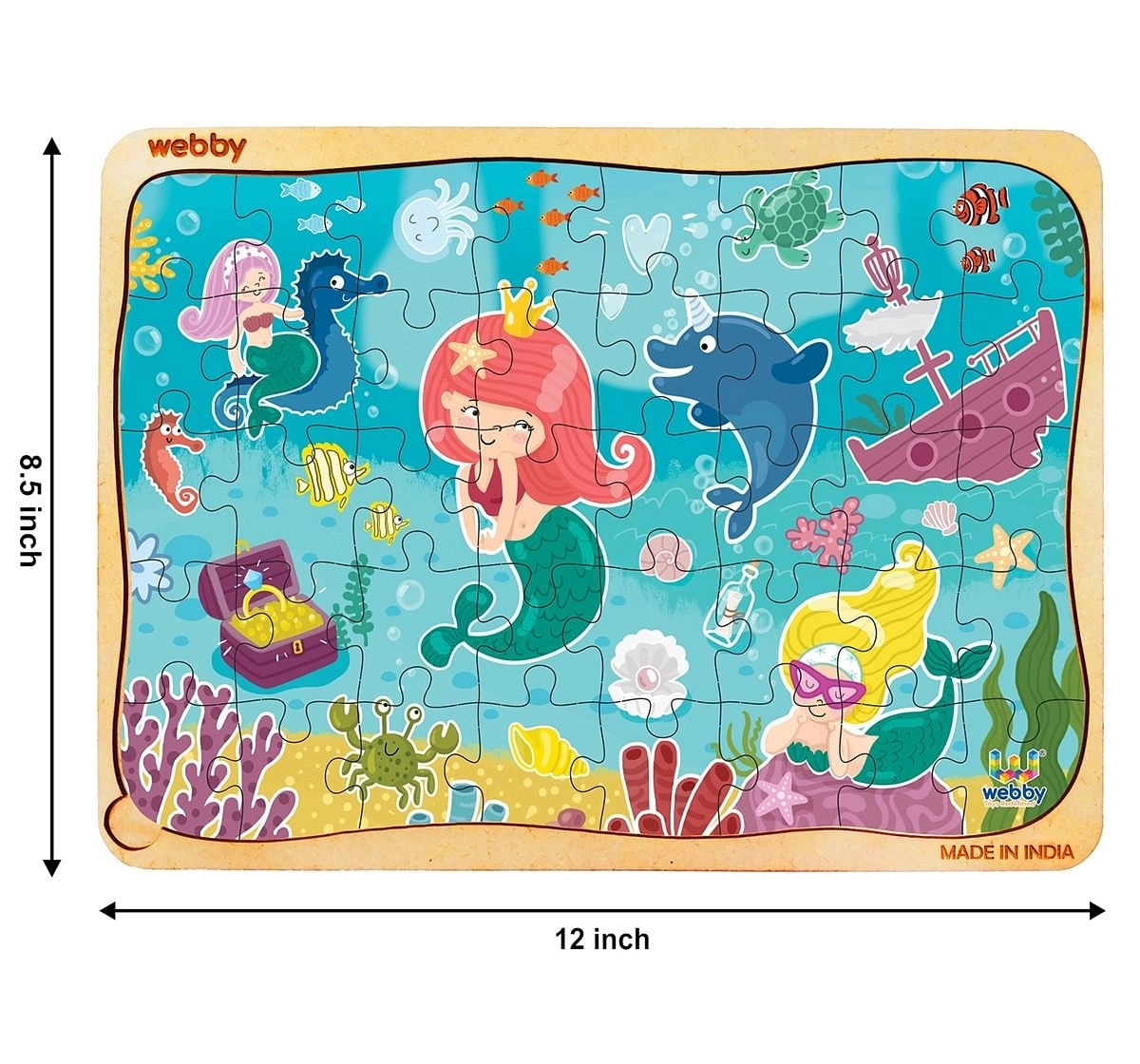 Webby Mermaid Wooden Puzzle, 40 Pcs,  3Y+ (Multicolour)