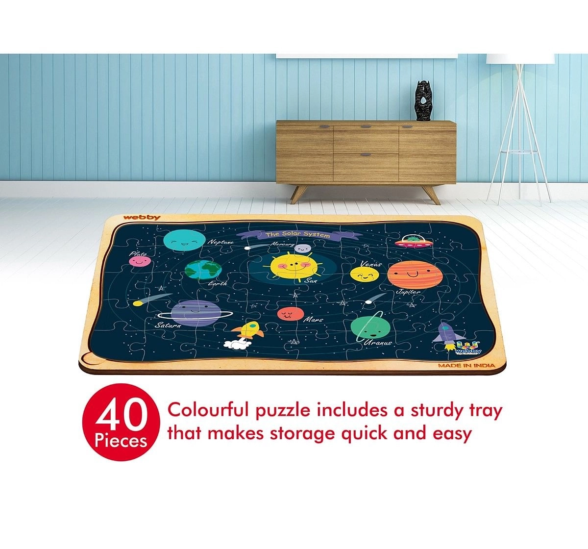 Webby Solar System Wooden Puzzle 40 Pcs,  3Y+ (Multicolour)