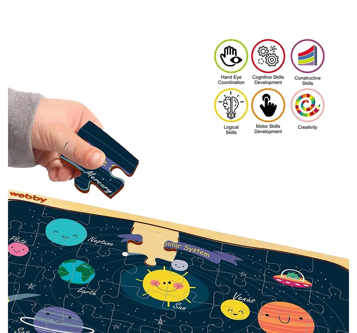 Webby Solar System Wooden Puzzle 40 Pcs,  3Y+ (Multicolour)