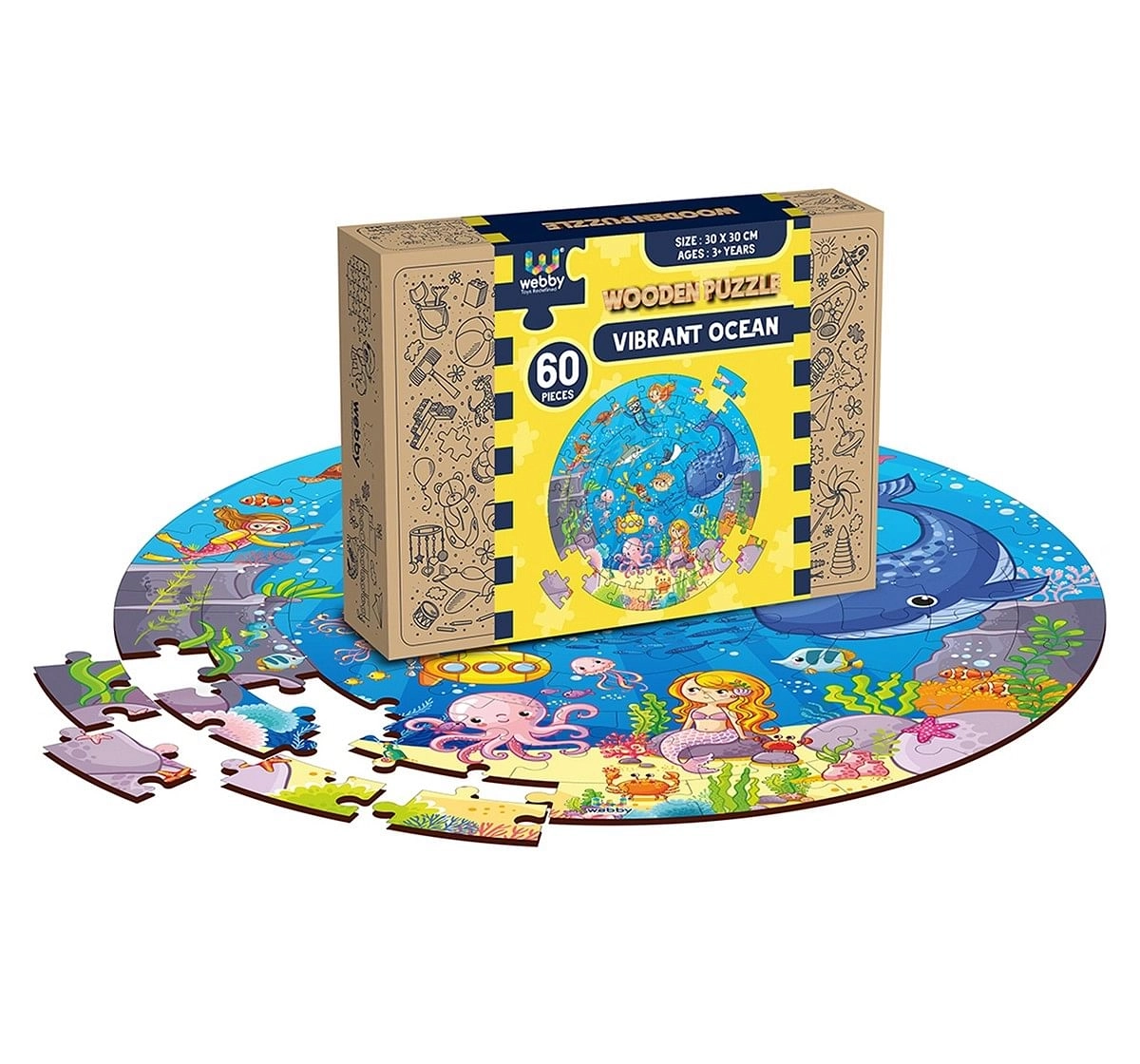 Webby Wooden Ocean Puzzle 60 pcs,  5Y+ (Multicolour)