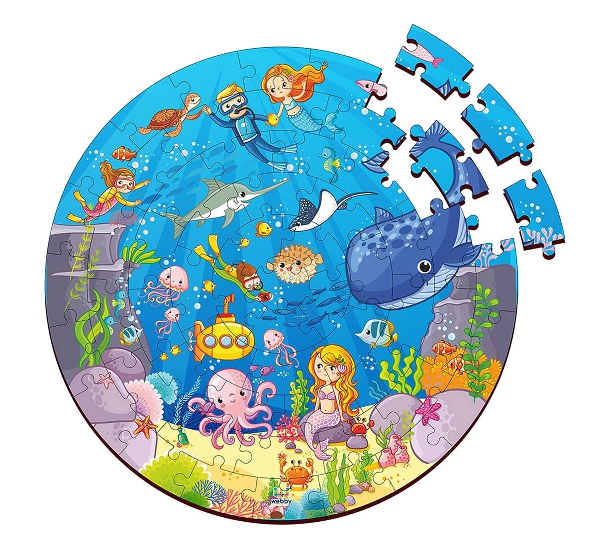 Webby Wooden Ocean Puzzle 60 pcs,  5Y+ (Multicolour)