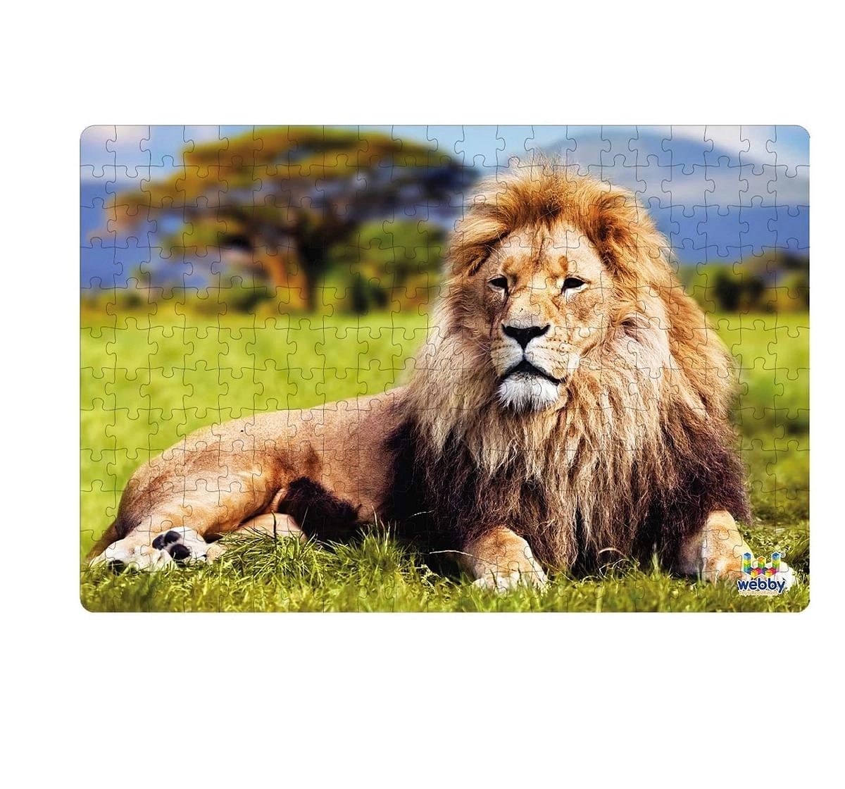 Webby Lion on Grass 252 Pieces Wooden Puzzle for Kids 6Y+, Multicolour