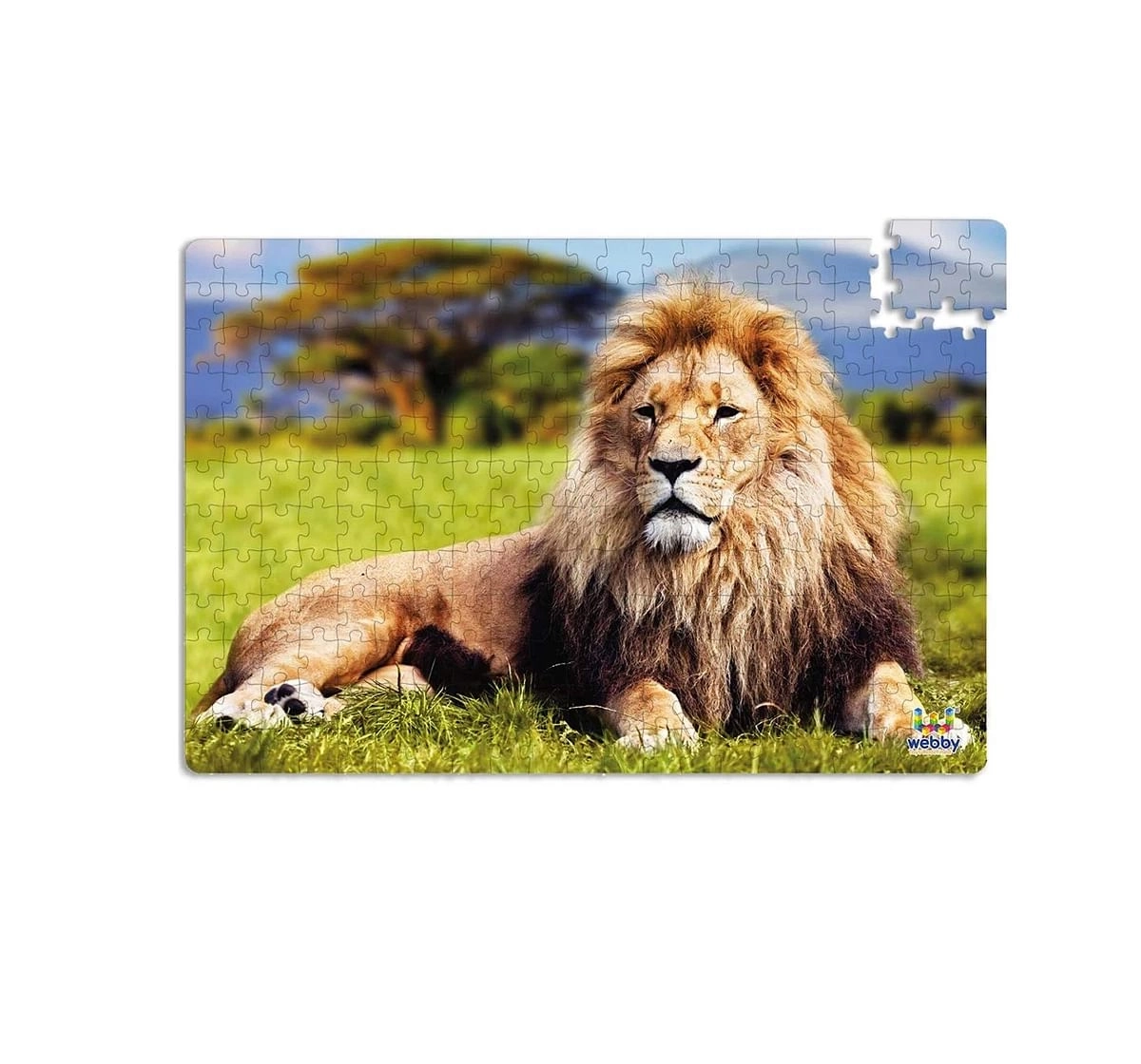 Webby Lion on Grass 252 Pieces Wooden Puzzle for Kids 6Y+, Multicolour