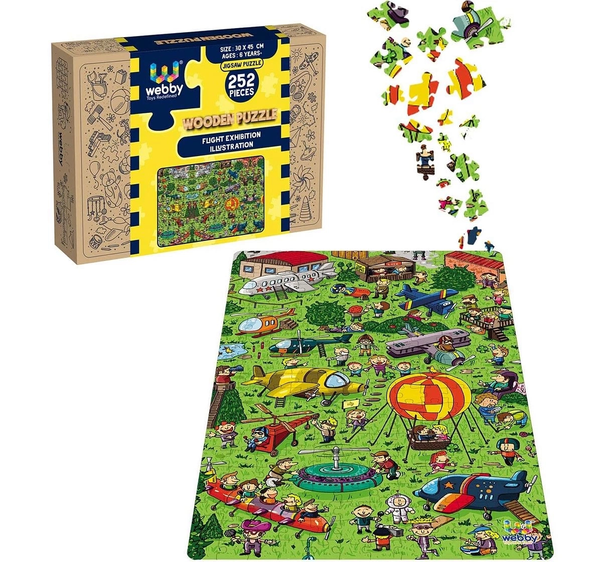 Webby Flight Exhibition 252 Pieces Wooden Puzzle for Kids 6Y+, Multicolour