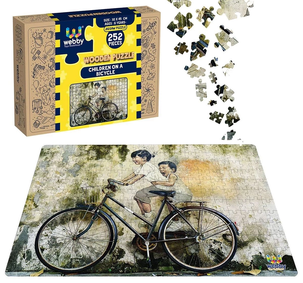 Webby Children On A Bicycle Puzzle Multicolour 6Y+