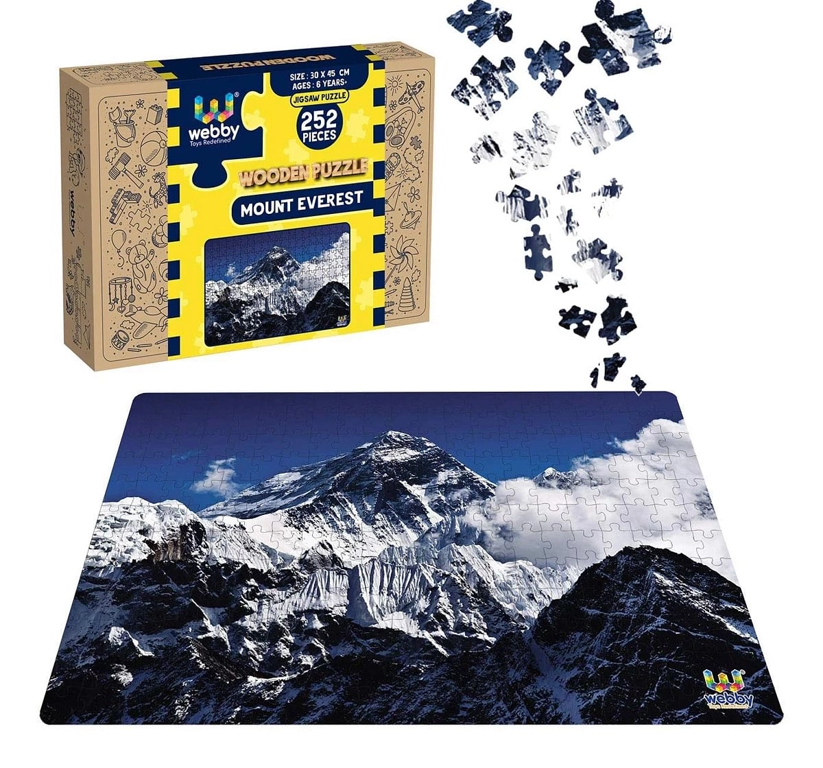 Webby Mount Everest 252 Pieces Wooden Puzzle for Kids 6Y+, Multicolour