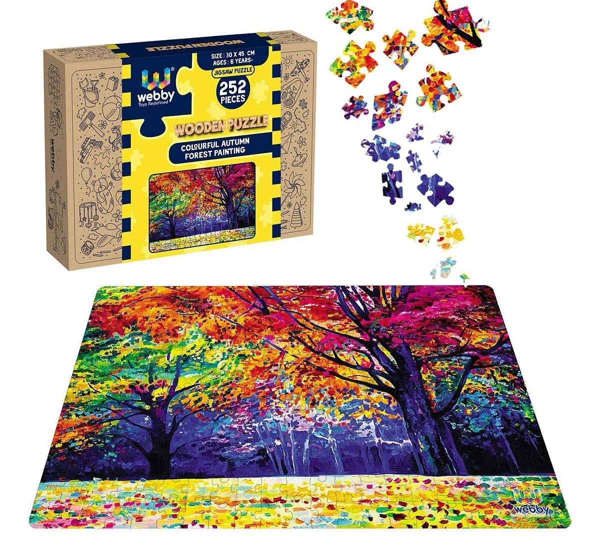 Webby Autumnn Forest 252 Pieces Wooden Puzzle for Kids 6Y+, Multicolour