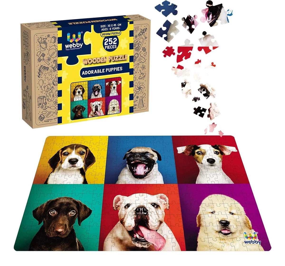 Webby Adorable Puppies 252 Pieces Wooden Puzzle for Kids 6Y+, Multicolour