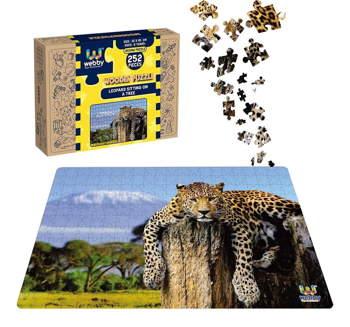 Webby Leopard Sitting 252 Pieces Wooden Puzzle for Kids 6Y+