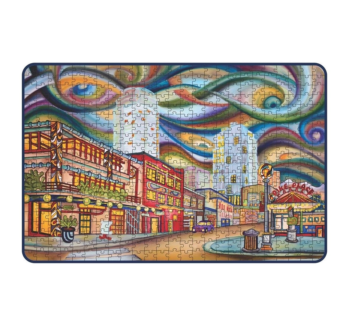 Webby Pike Market Avenue 500 Pieces Wooden Puzzle for Kids 7Y+, Multicolour