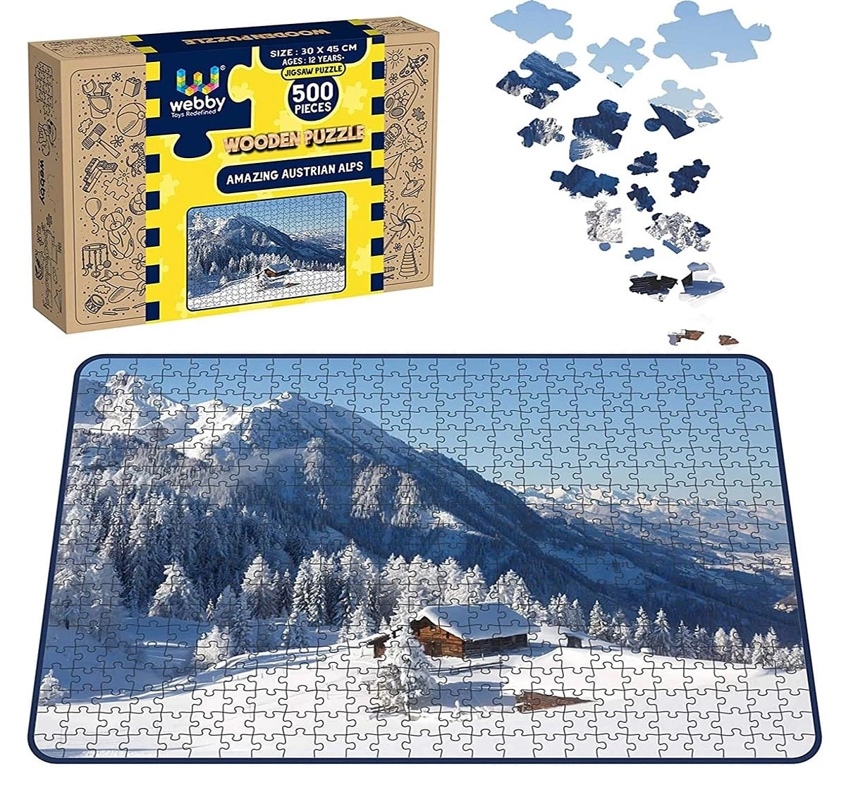 Webby Amazing Austrian Alps 500 Pieces Wooden Puzzle for Kids 7Y+, Multicolour