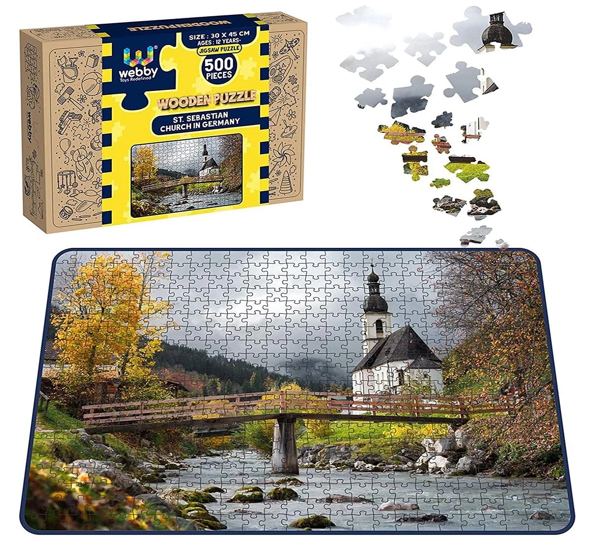 Webby Sebastian Germany 500 Pieces Wooden Puzzle for Kids 7Y+, Multicolour
