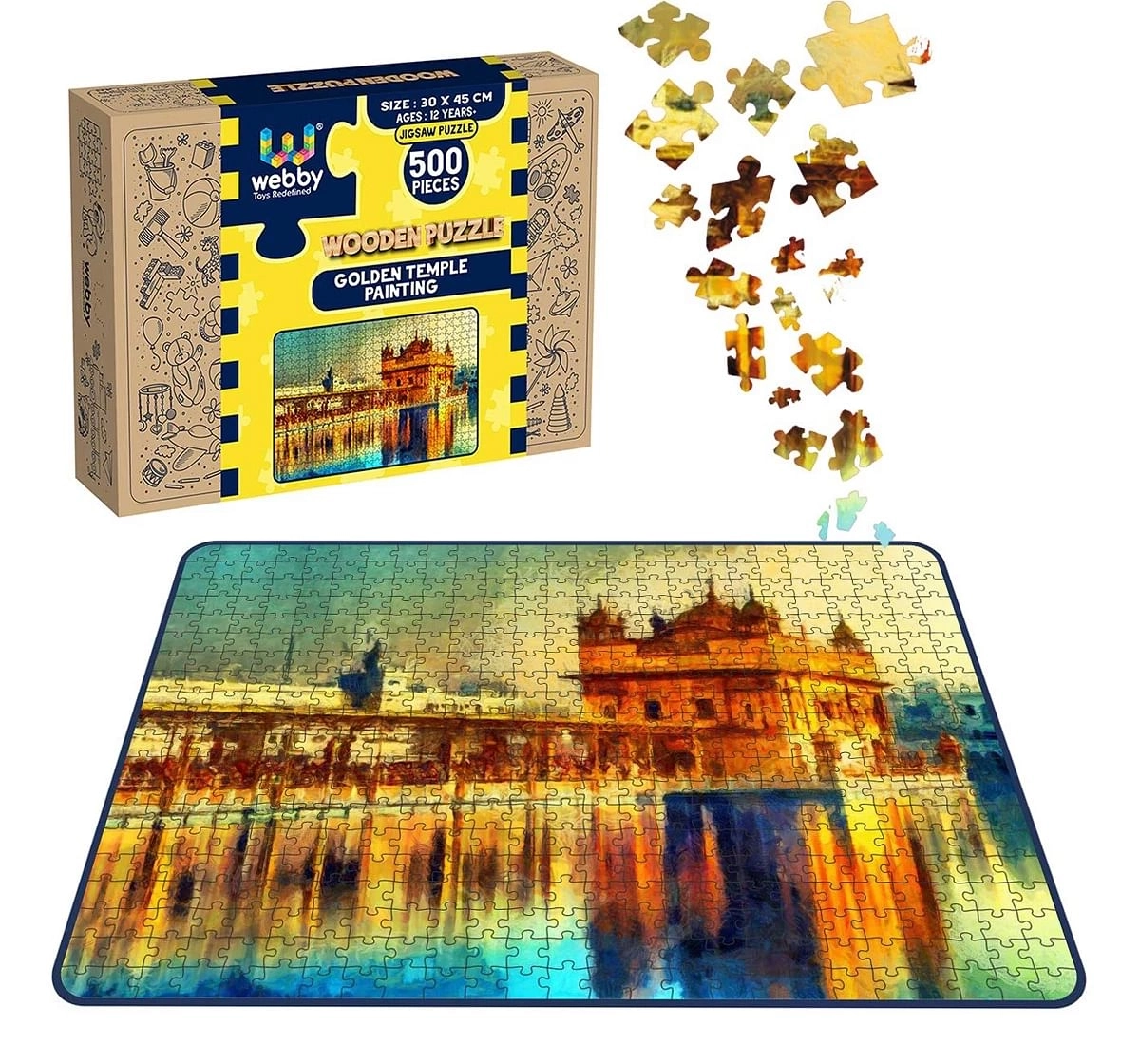 Webby Golden Temple Painting 500 Pieces Wooden Puzzle for Kids 7Y+, Multicolour