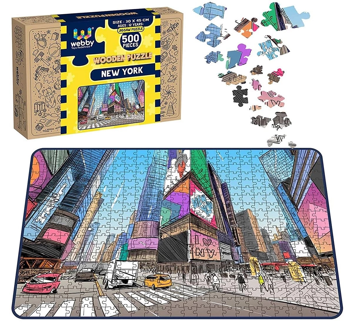 Webby New York 500 Pieces Wooden Puzzle for Kids 7Y+, Multicolour