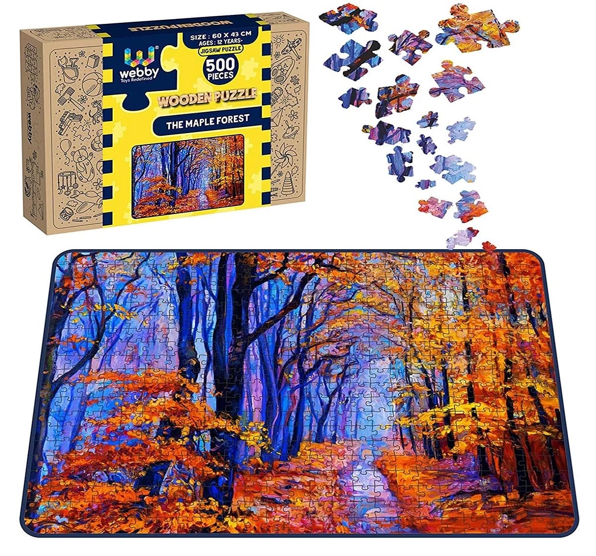 Webby Maple Forest 500 Pieces Wooden Puzzle for Kids 7Y+, Multicolour