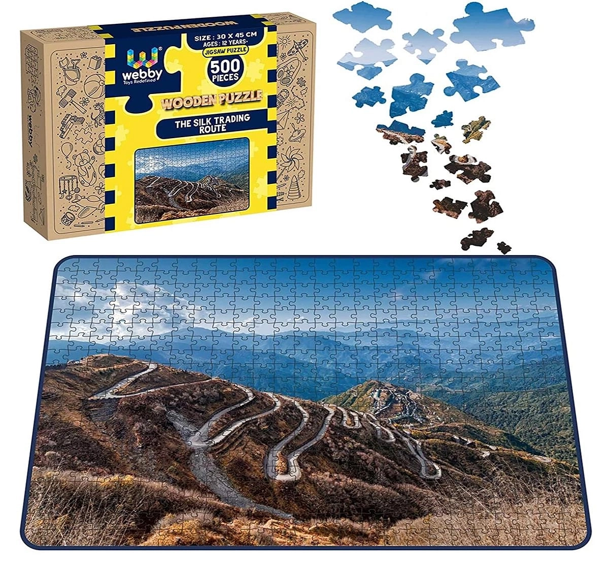 Webby Silk Trading Route 500 Pieces Wooden Puzzle for Kids 7Y+, Multicolour