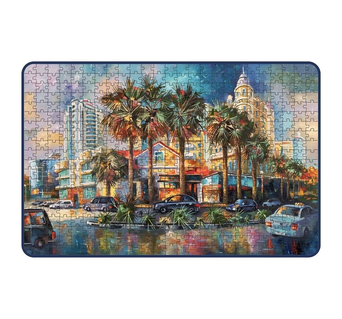 Webby Rainy Street Painting 500 Pieces Wooden Puzzle for Kids 7Y+, Multicolour