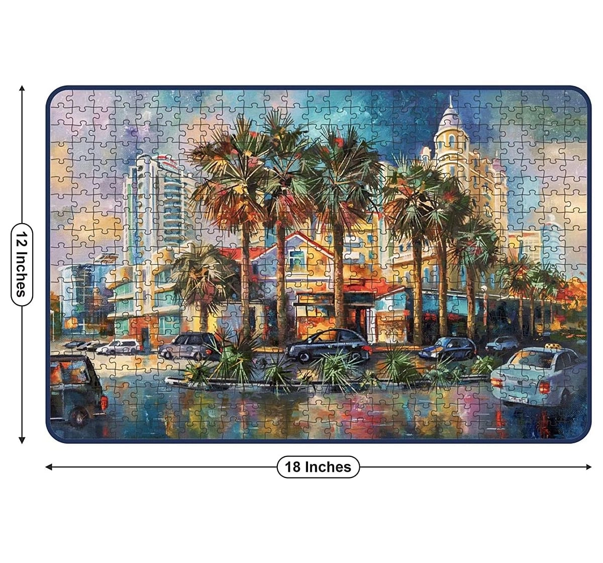 Webby Rainy Street Painting 500 Pieces Wooden Puzzle for Kids 7Y+, Multicolour
