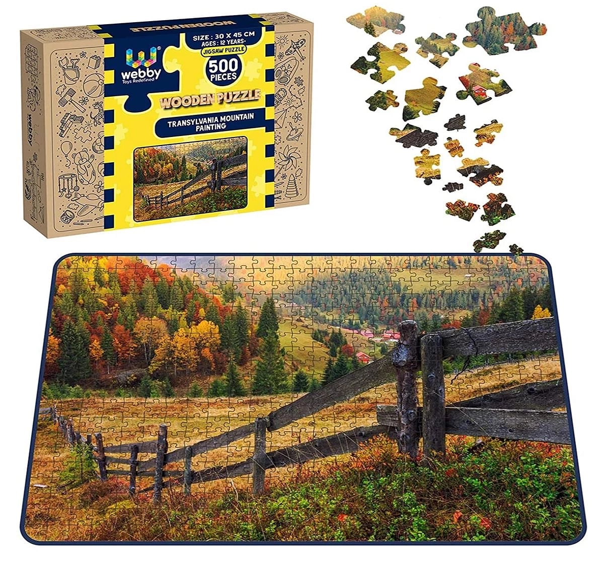 Webby Transylvania Mountain 500 Pieces Wooden Puzzle for Kids 7Y+, Multicolour